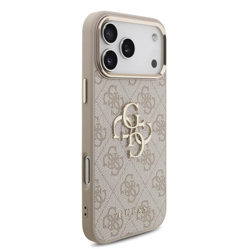 Guess PU Leather 4G Metal Logo Gold Frame kryt iPhone 18 Pro Max ružový 