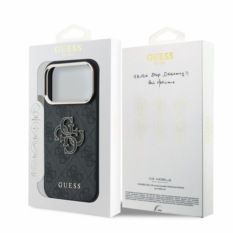 Guess PU 4G Resin Metal Logo kryt iPhone 18 Pro čierny 