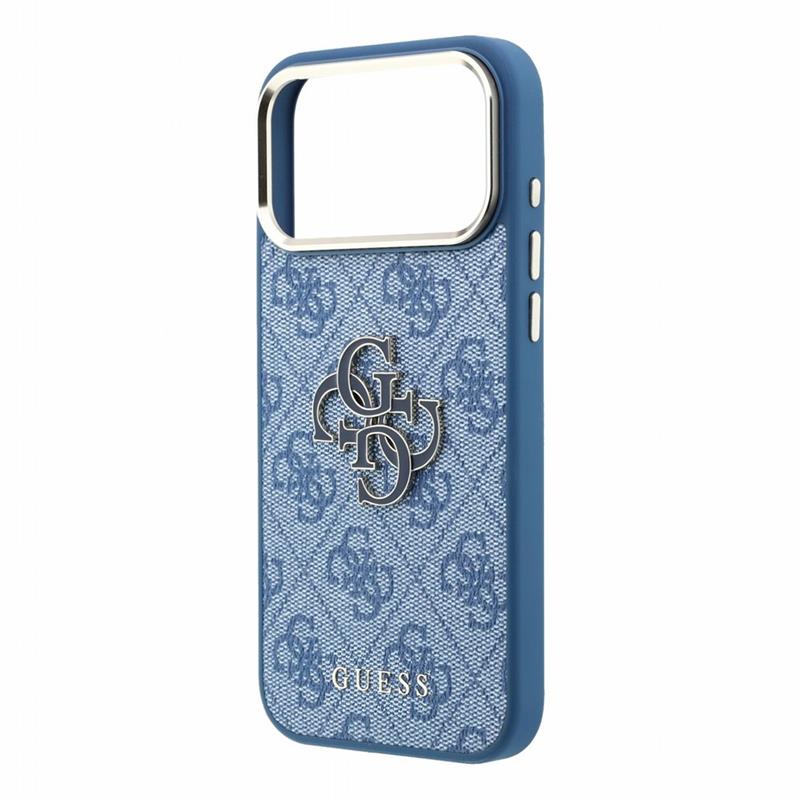 Guess PU 4G Resin Metal Logo kryt iPhone 18 Pro modrý 