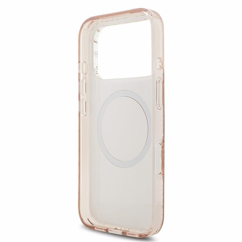 Guess IML Flowers Allover Strap MagSafe kryt iPhone 18 Pro Max ružový 