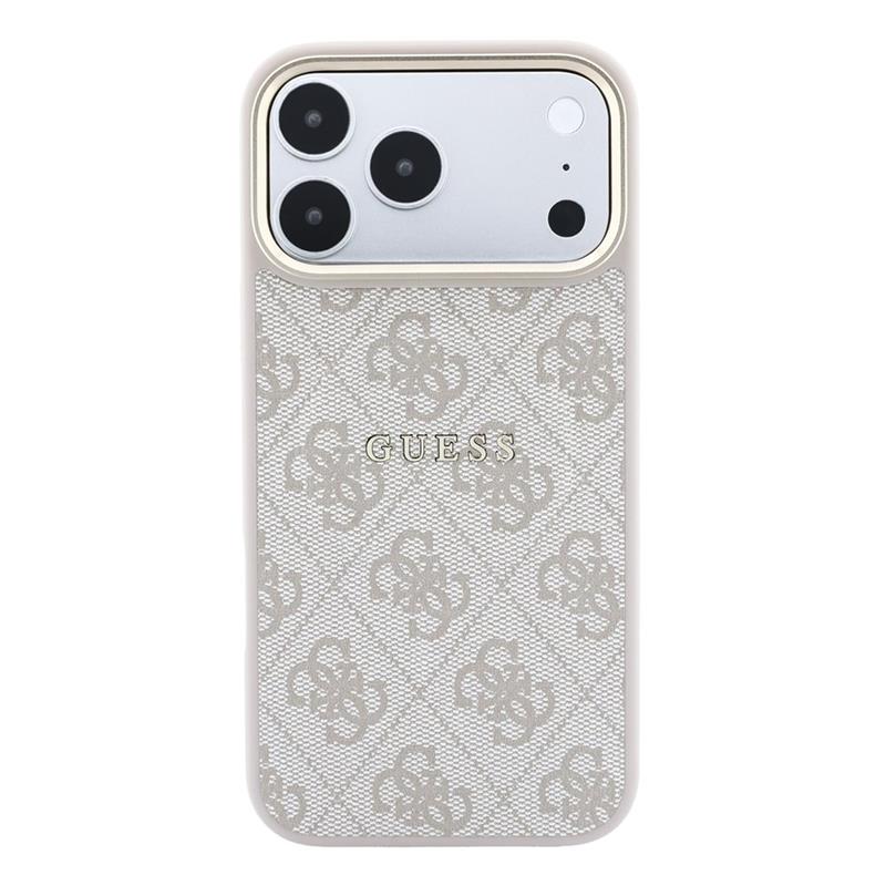 Guess PU Leather 4G Gold Frame Embossed MagSafe kryt iPhone 18 Pro Max ružový 