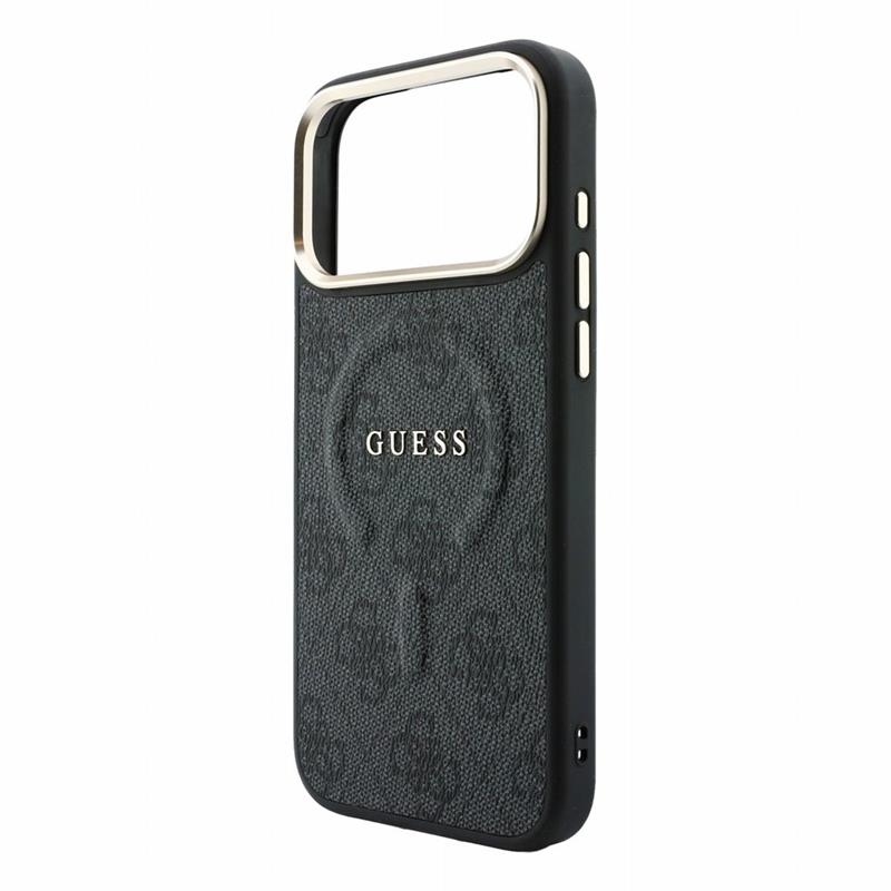 Guess PU Leather 4G Gold Frame Embossed MagSafe kryt iPhone 18 Pro Max čierny 