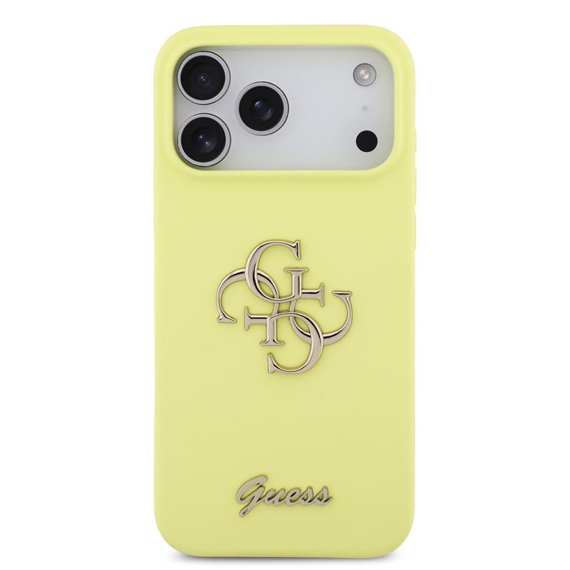 Guess Liquid Silicone 4G Metal Logo kryt iPhone 17 Pro Max žltý 
