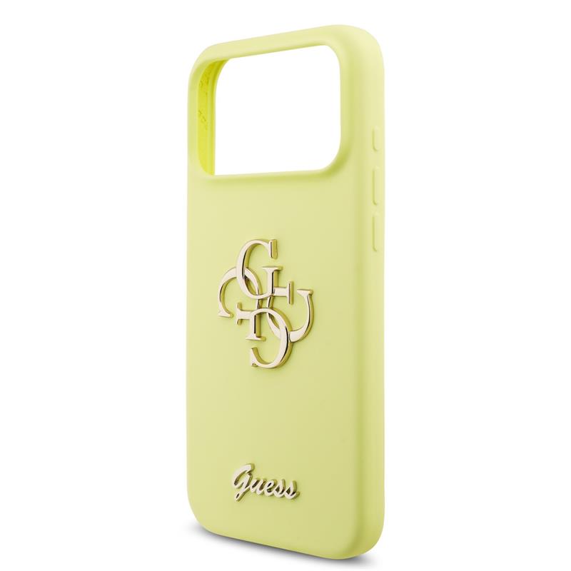 Guess Liquid Silicone 4G Metal Logo kryt iPhone 17 Pro Max žltý 