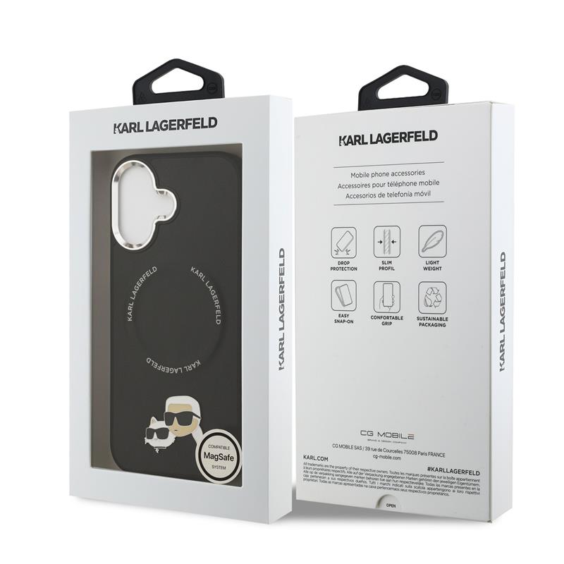 Karl Lagerfeld PU Karl and Choupette Heads Pins MagSafe kryt iPhone 17 čierny 