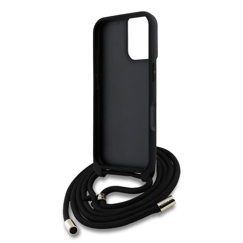 Guess PU 4G Metal Logo Crossbody Popruh kryt iPhone 16 hnedý 