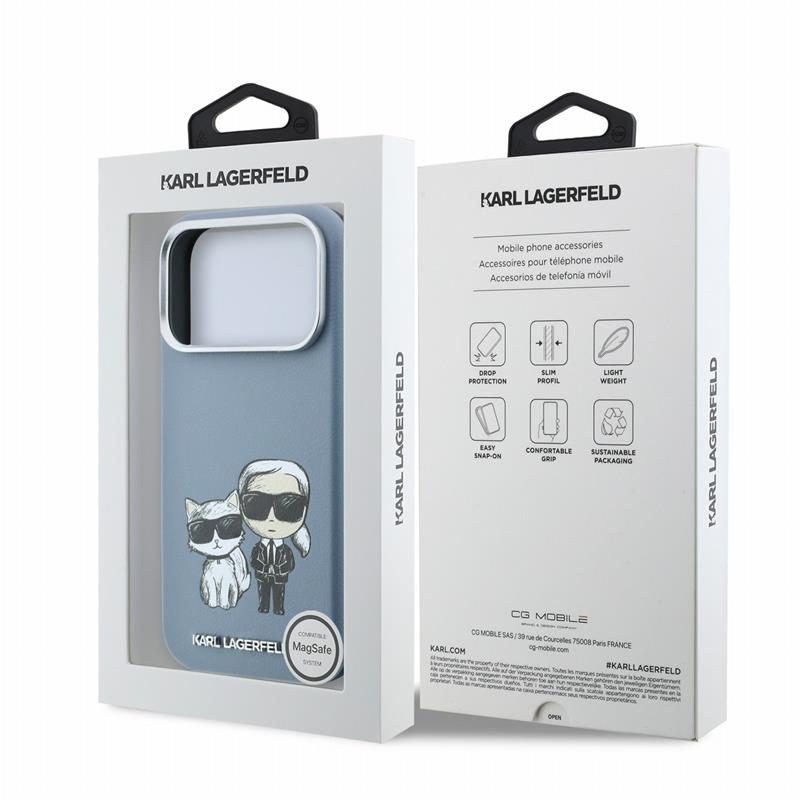 Karl Lagerfeld PU Semi Wrap Smooth Sketch Bodies Magsafe kryt iPhone 18 Pro modrý 