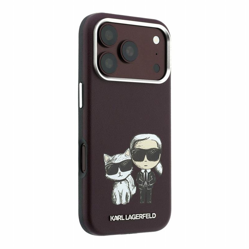 Karl Lagerfeld PU Semi Wrap Smooth Sketch Bodies Magsafe kryt iPhone 18 Pro Max tmavo červená 