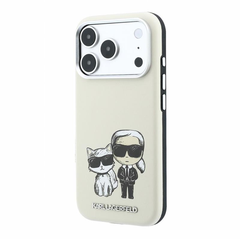 Karl Lagerfeld PU Semi Wrap Smooth Sketch Bodies Magsafe kryt iPhone 18 Pro bežový 