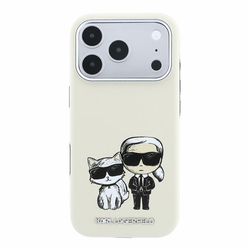 Karl Lagerfeld PU Semi Wrap Smooth Sketch Bodies Magsafe kryt iPhone 18 Pro bežový 