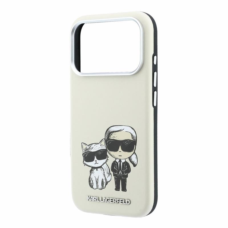 Karl Lagerfeld PU Semi Wrap Smooth Sketch Bodies Magsafe kryt iPhone 18 Pro bežový 