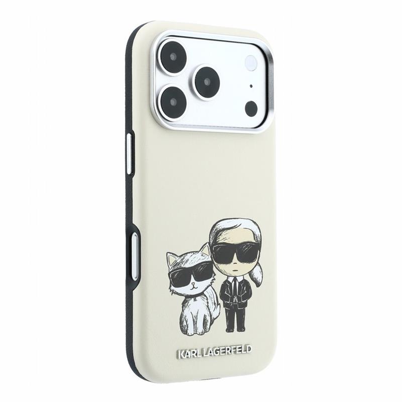 Karl Lagerfeld PU Semi Wrap Smooth Sketch Bodies Magsafe kryt iPhone 18 Pro bežový 