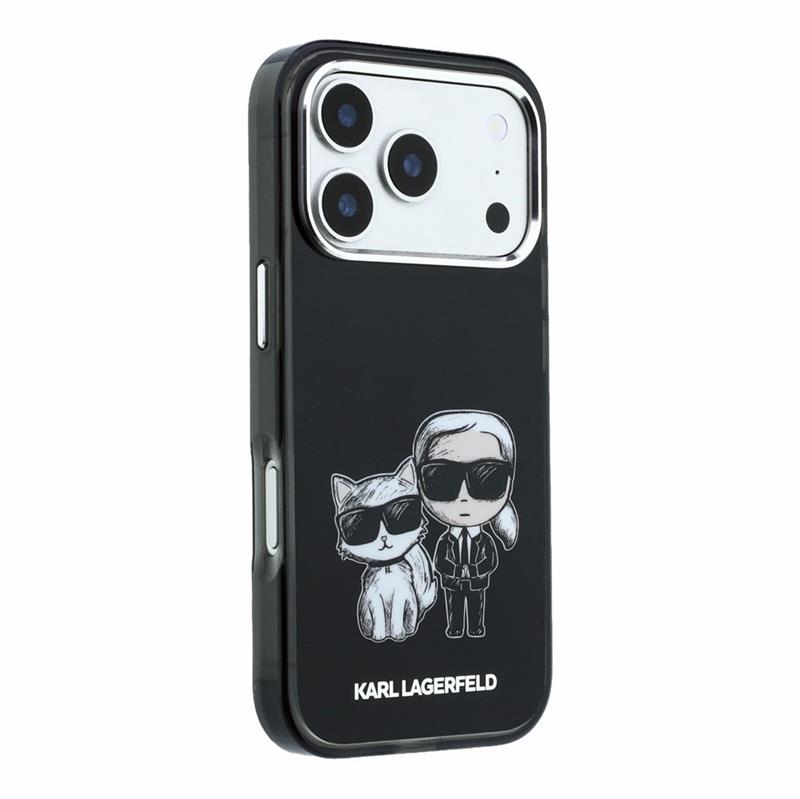 Karl Lagerfeld PU Semi Wrap Smooth Sketch Bodies Magsafe kryt iPhone 18 Pro Max čierna 