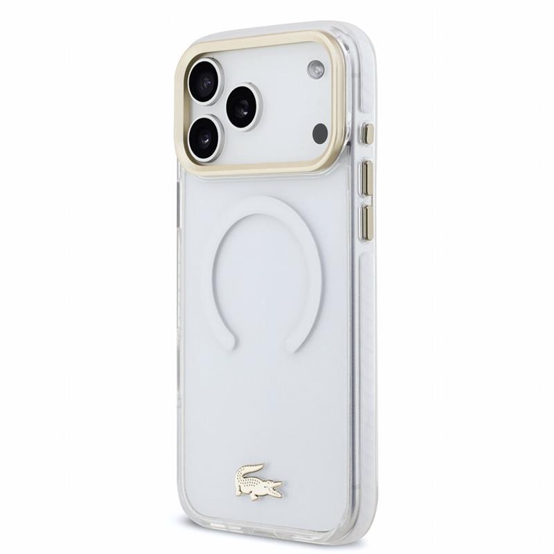 Lacoste PC/TPU Frosted Finish Gold Logo MagSafe kryt iPhone 18 Pro Max priehľadný 