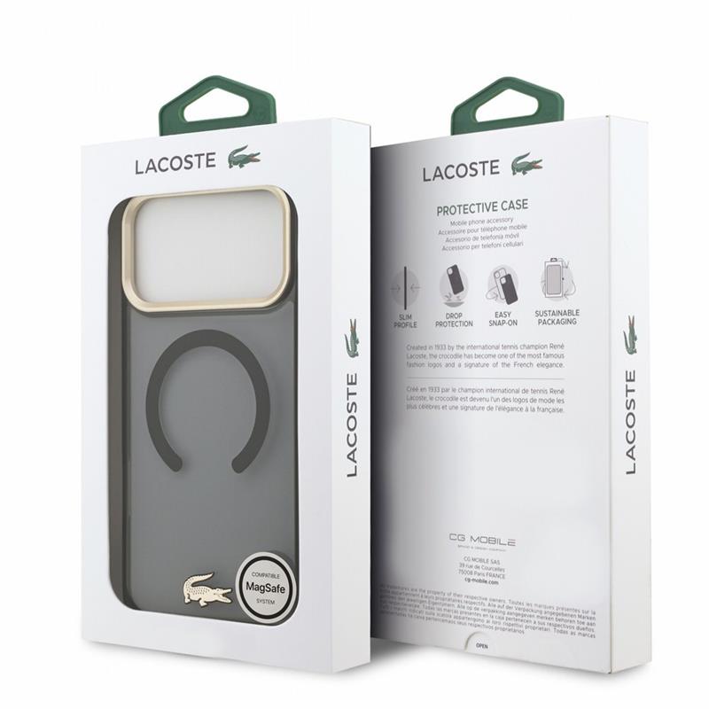 Lacoste PC/TPU Frosted Finish Gold Logo MagSafe kryt iPhone 18 Pro Max čierny 
