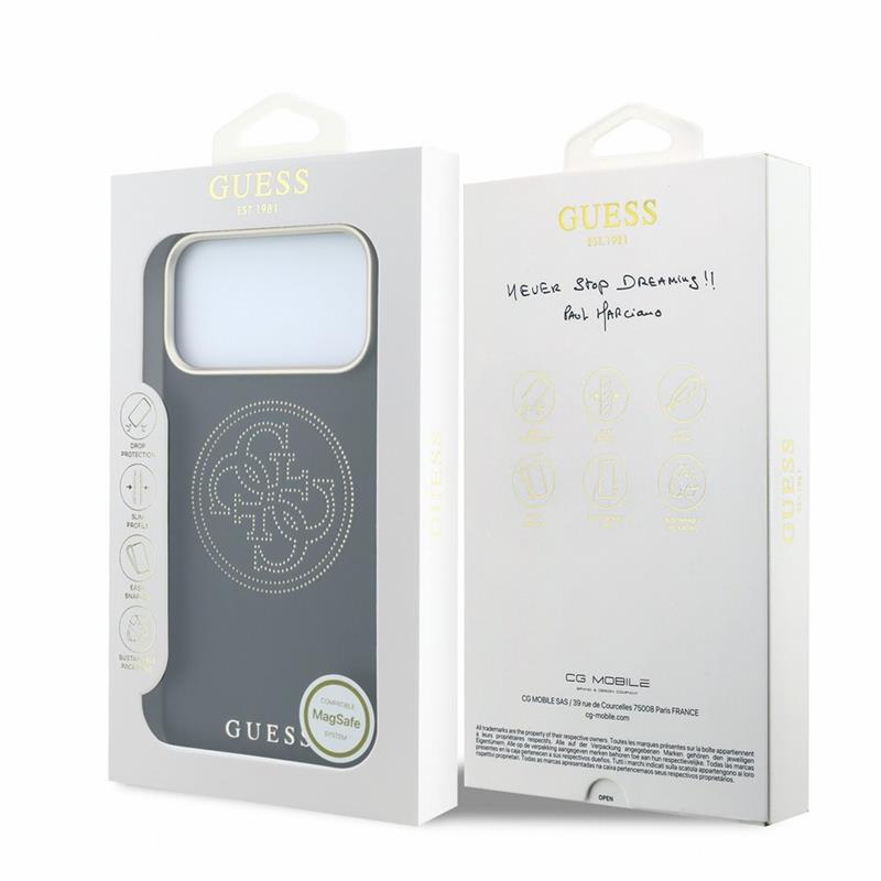 Guess PU Semi Wrap Perforated 4G Logo MagSafe kryt iPhone 18 Pro Max čierny 