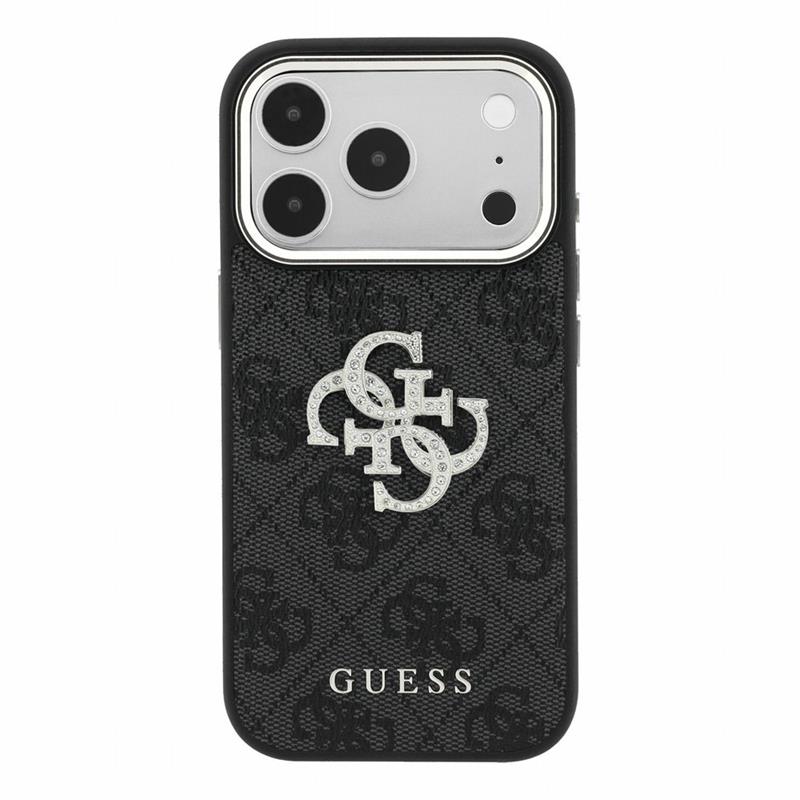 Guess PU 4G Strass Metal Logo kryt iPhone 18 Pro Max čierny 