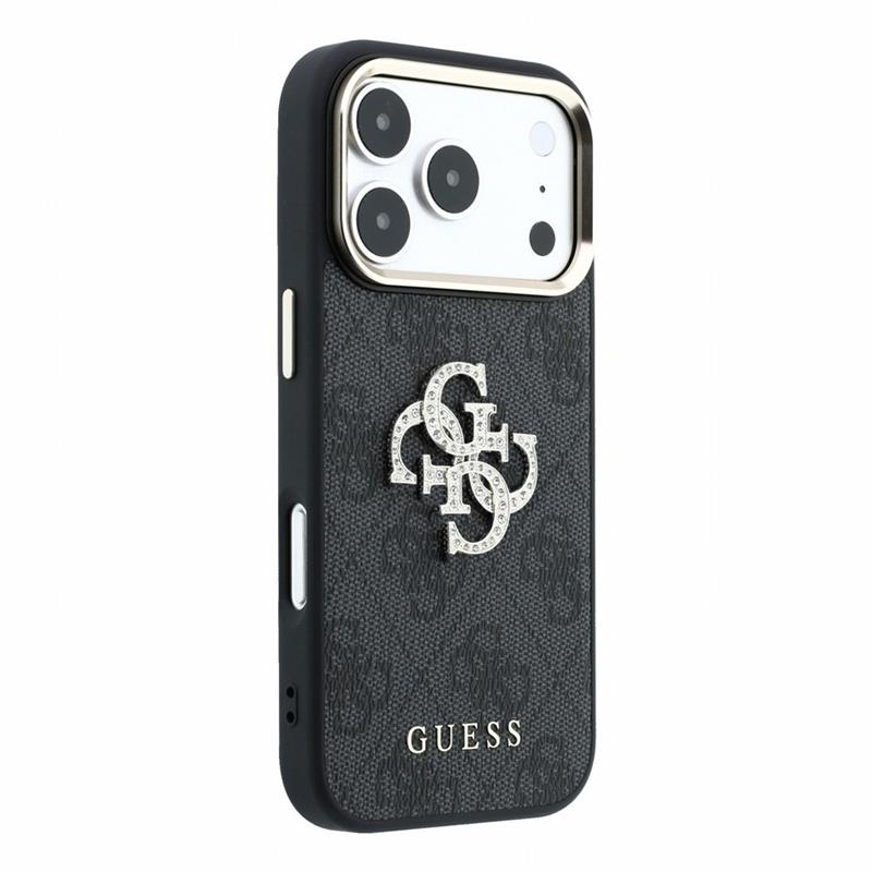 Guess PU 4G Strass Metal Logo kryt iPhone 18 Pro Max čierny 