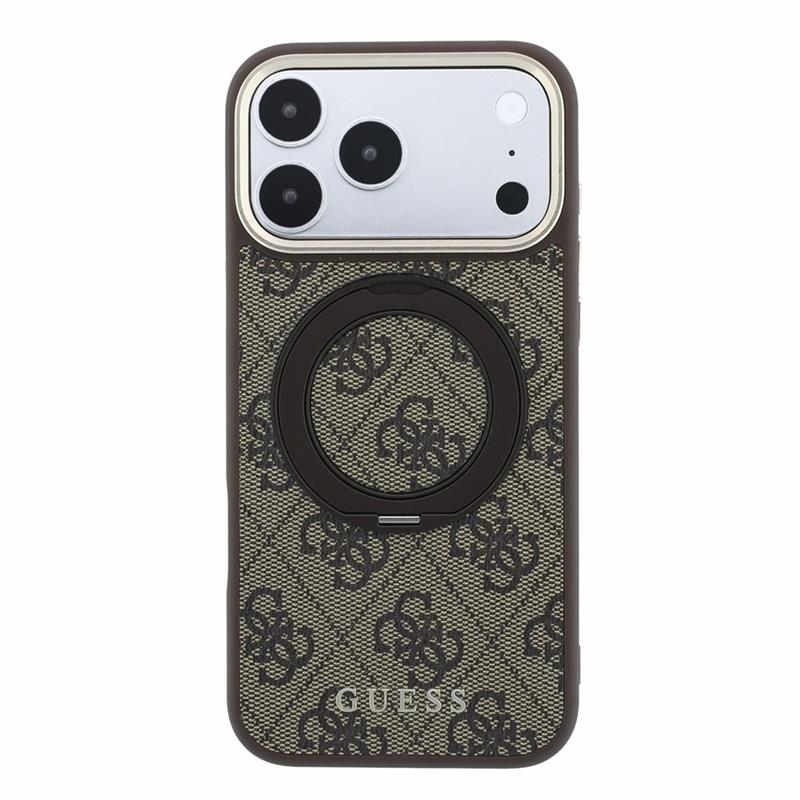 Guess PU 4G Ring Stand MagSafe kryt iPhone 18 Pro Max hnedý 