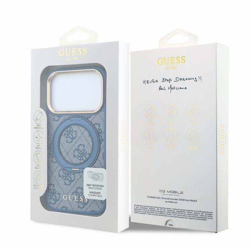 Guess PU 4G Ring Stand MagSafe kryt iPhone 18 Pro Max ružový 