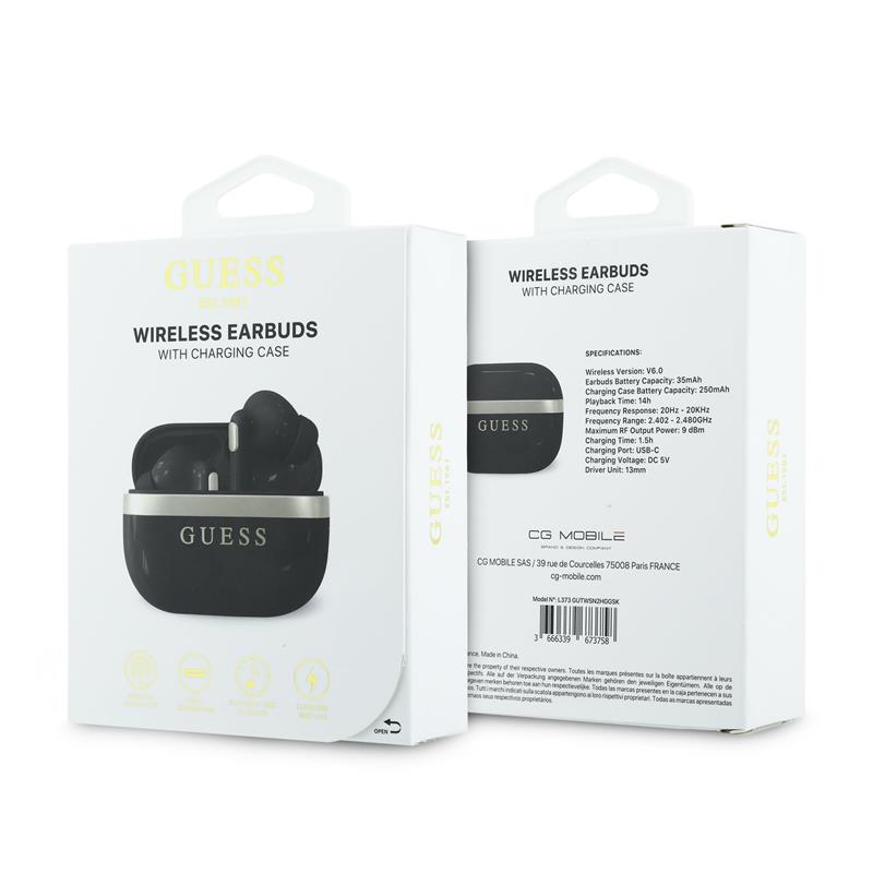Guess Gold Line Glossy Finish TWS Bezdrôtové Slúchadlá čierne 