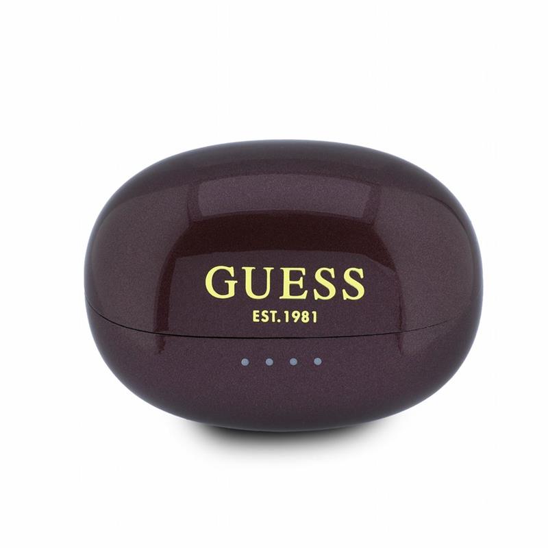Guess Metallic Finish Classic Logo OWS Bezdrôtové Slúchadlá tmavo červená 