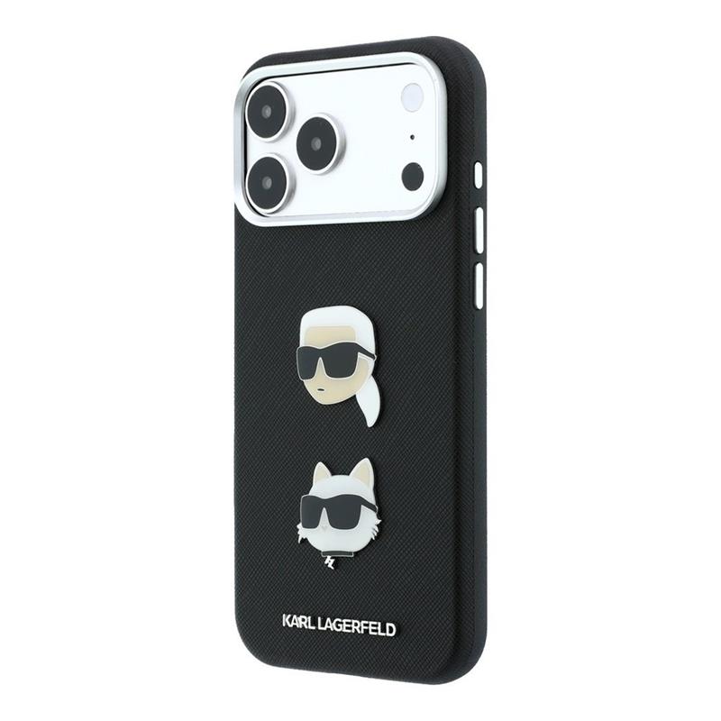 Karl Lagerfeld PU Semi Wrap Saffiano K&CH Heads kryt iPhone 18 Pro Max čierny 