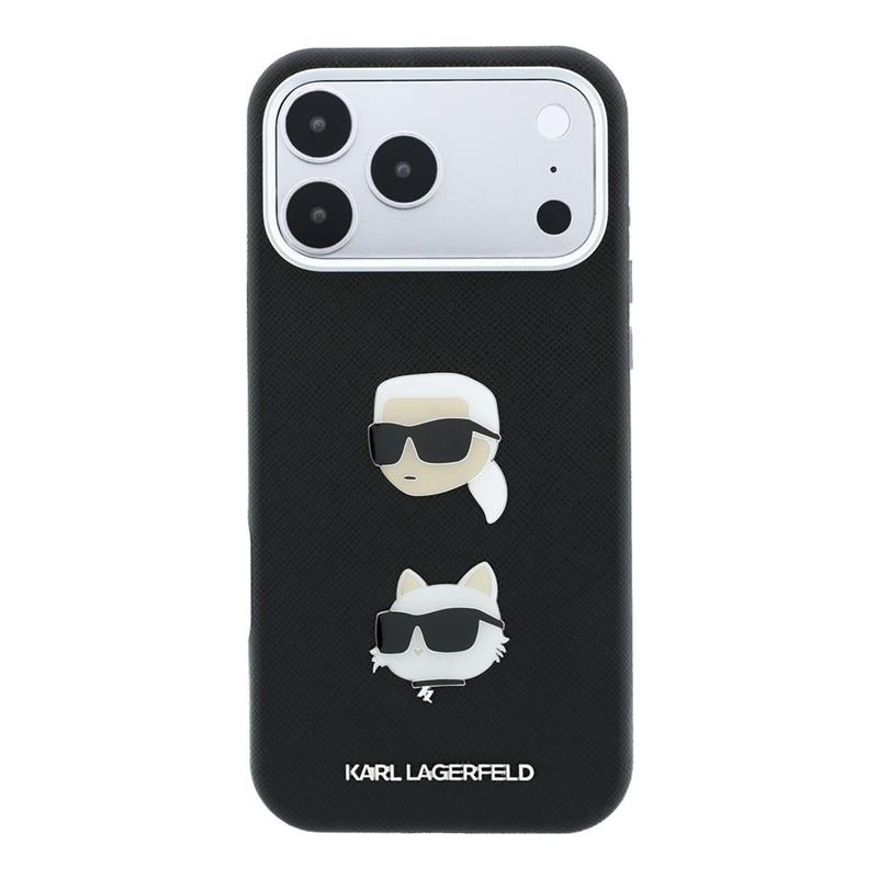 Karl Lagerfeld PU Semi Wrap Saffiano K&CH Heads kryt iPhone 18 Pro Max čierny 