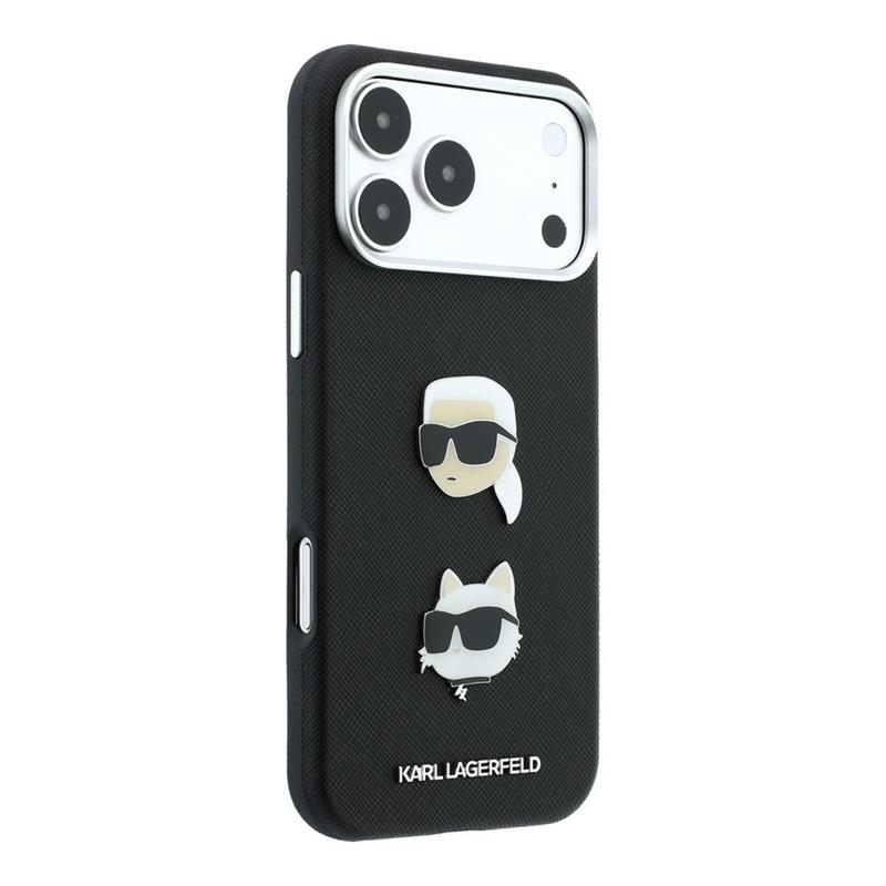 Karl Lagerfeld PU Semi Wrap Saffiano K&CH Heads kryt iPhone 18 Pro Max čierny 