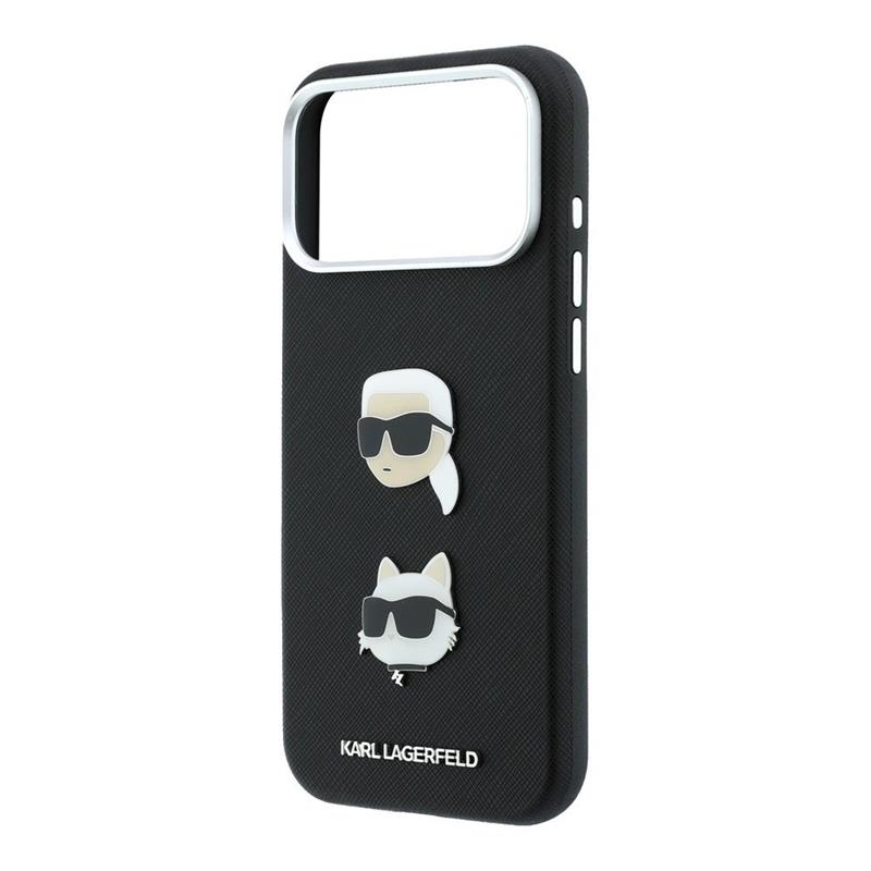 Karl Lagerfeld PU Semi Wrap Saffiano K&CH Heads kryt iPhone 18 Pro Max čierny 