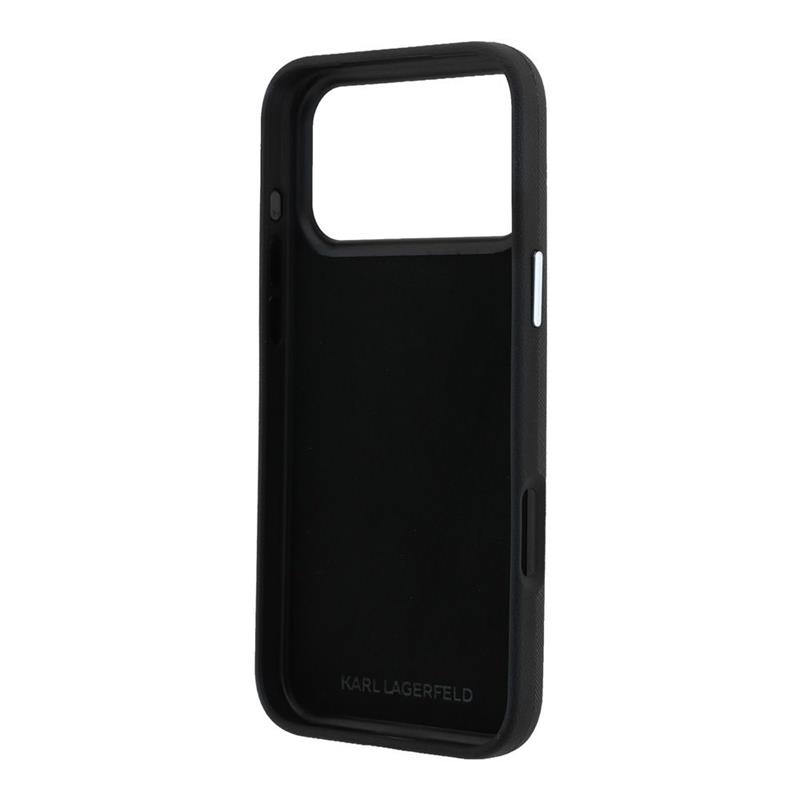 Karl Lagerfeld PU Semi Wrap Saffiano K&CH Heads kryt iPhone 18 Pro Max čierny 