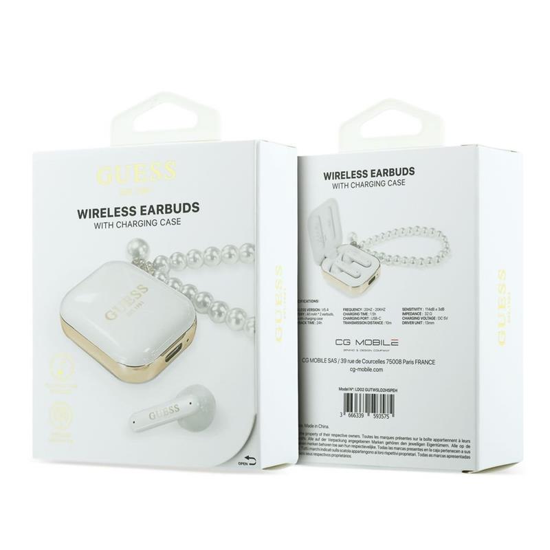 Guess Pearl Strap TWS Bezdrátová Sluchátka biela 