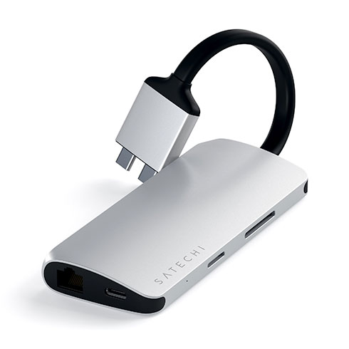 Satechi USB-C Dual Multimedia adapter - Silver Aluminium