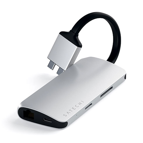 Satechi USB-C Dual Multimedia adapter - Silver Aluminium 