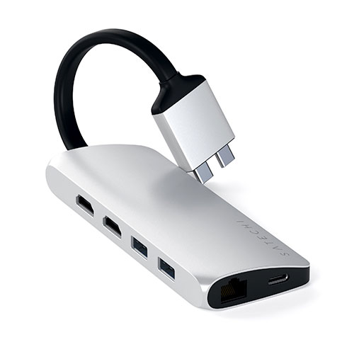 Satechi USB-C Dual Multimedia adapter - Silver Aluminium 