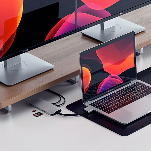 Satechi USB-C Dual Multimedia adapter - Silver Aluminium 