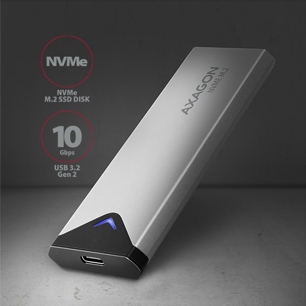 AXAGON EEM2-UG2, USB-C 10Gbps - M.2 NVMe SSD ARROW box, strieborný 