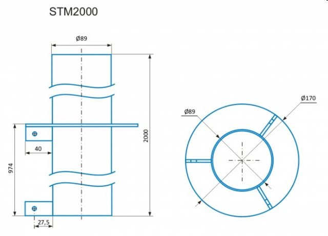 CSAT   STM2000, stojan - kovová trojnožka masivna, výška 200cm