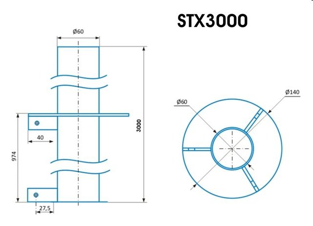 CSAT   STX3000, stojan - kovová trojnožka, výška 300cm 
