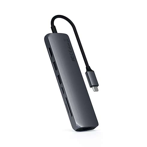 Satechi USB-C Slim Multiport adaptér with Ethernet - Space Gray Aluminium 