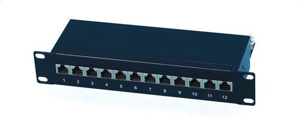 OXnet 10" patch panel 12port Cat6, STP, blok UNI 110, vyväz. lišta, 1U čierny 