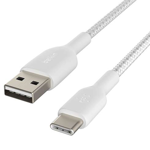 Belkin kábel Boost Charge Braided USB-A to USB-C 1m - White
