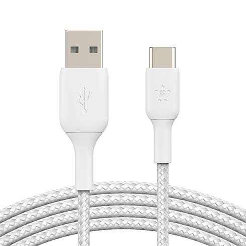 Belkin kábel Boost Charge Braided USB-A to USB-C 2m - White 