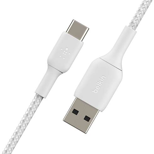 Belkin kábel Boost Charge Braided USB-A to USB-C 2m - White 