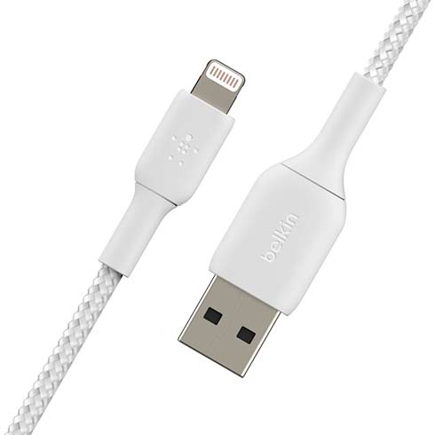 Belkin kábel Boost Charge Braided USB to Lightning 15cm - White 