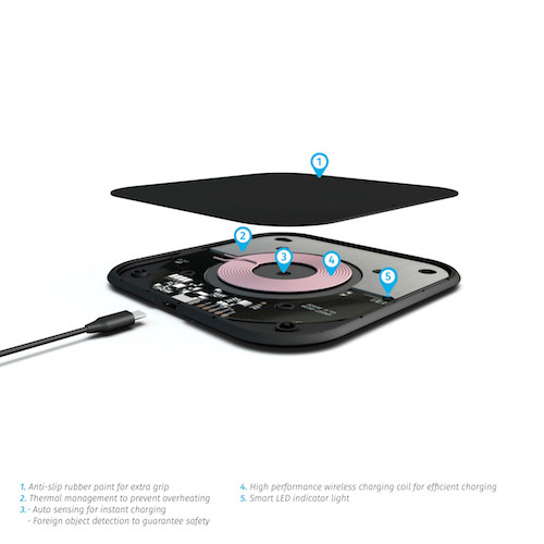 ZENS Single Wireless Charger 10W Slim-line - Black  