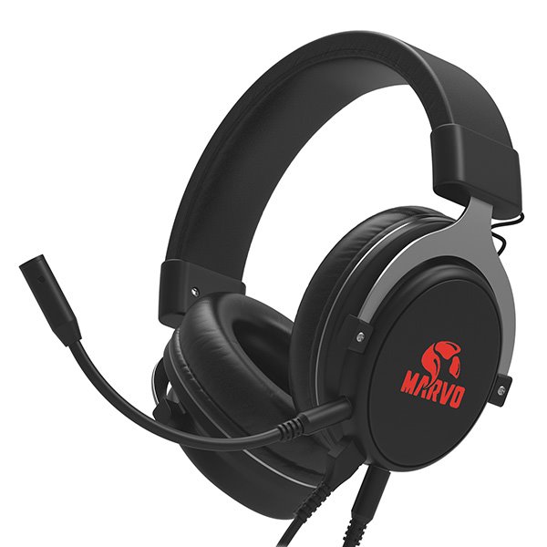 Marvo HG9052, slúchadlá s mikrofónom, ovládanie hlasitosti, čierna, 7.1 (virtualne), červeno podsvietená, 7.1 (virtuálne 