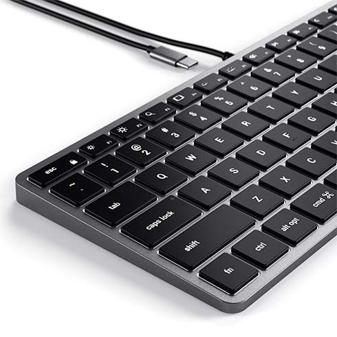 Satechi klávesnica Slim W1 Wired Backlit Keyboard - Space Gray 