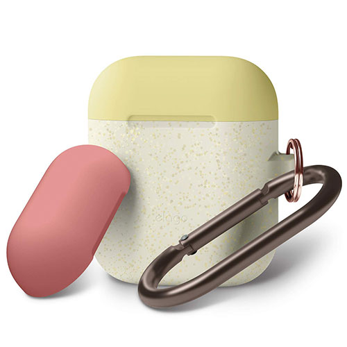 Elago Airpods Silicone Duo Hang Case - Nightglow Gold Pearl/ Yellow, Rose 