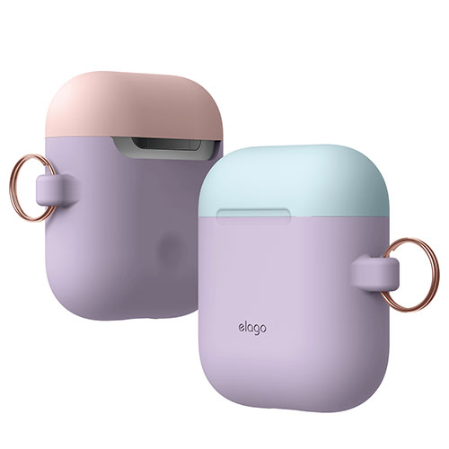 Elago Airpods Silicone Duo Hang Case - Lavender/Pink, Pastel Blue 